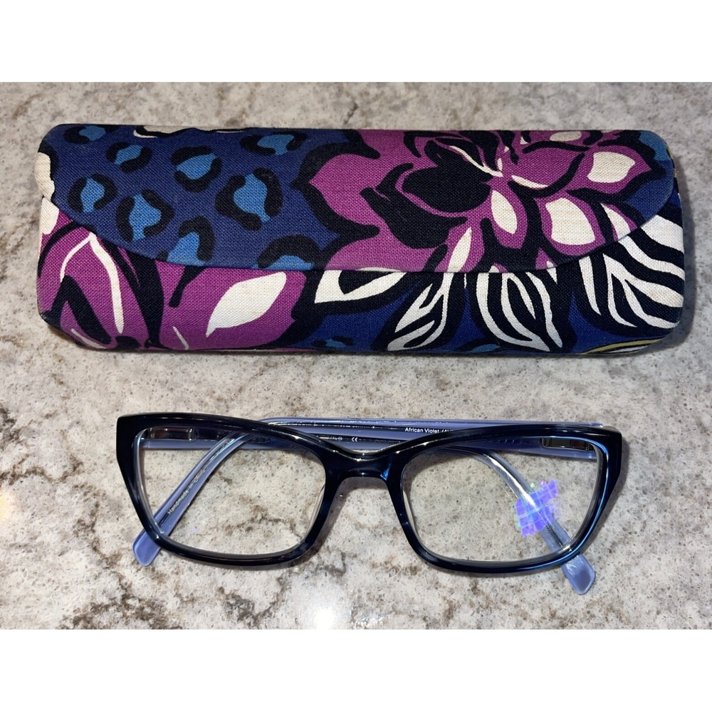 Vera Bradley African Violet Eyeglasses Frames Only With Case Purple Floral